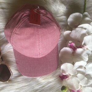 Gingham Red & White Baseball Cap Adjustable